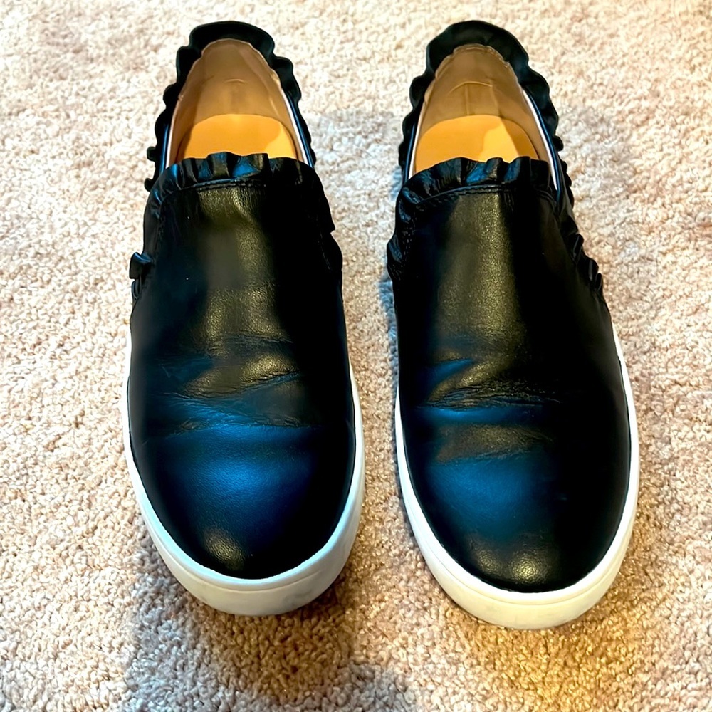 Kate Spade black leather slip on shoes